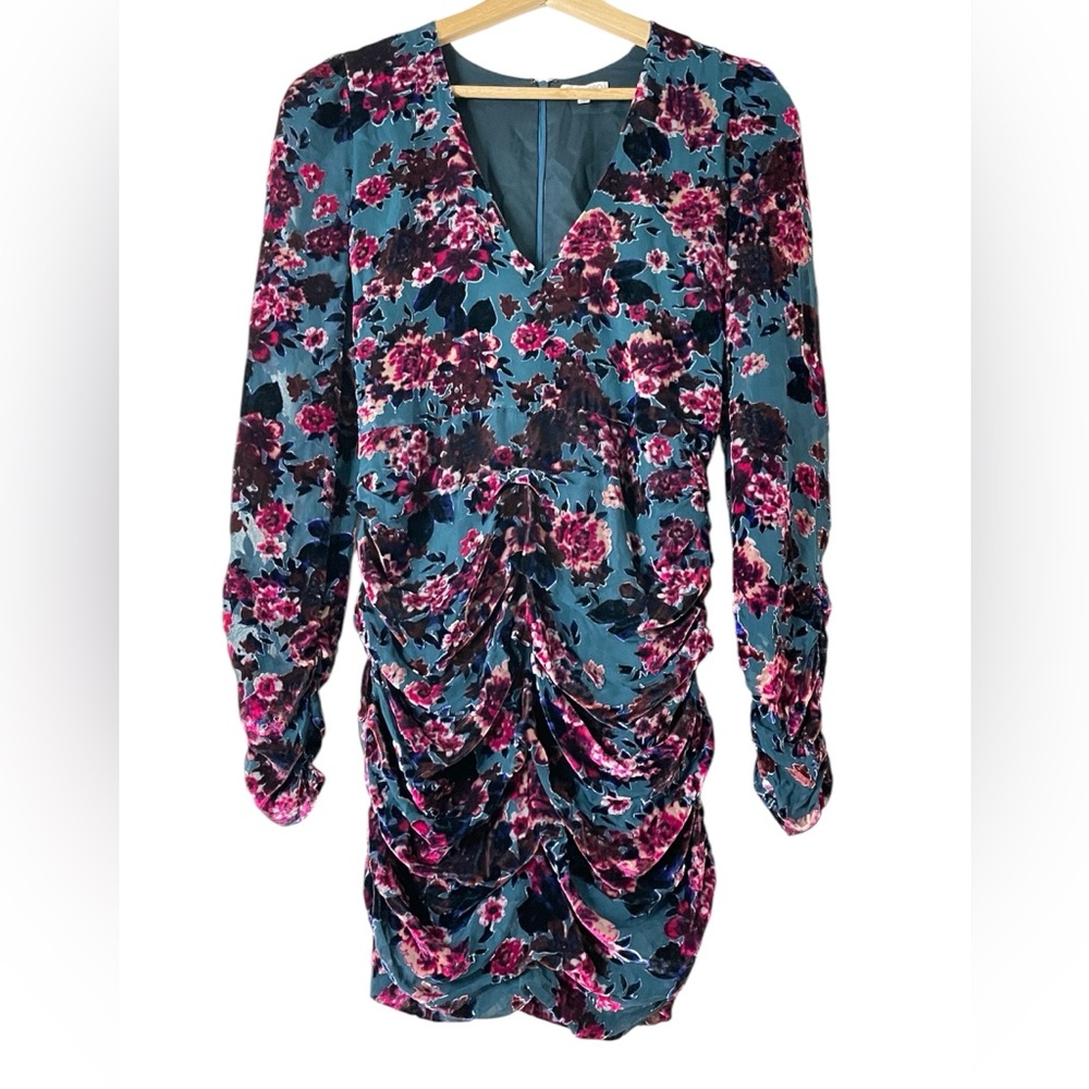 Torn by Ronny Kobo Floral Ruched Mini Dress - Blue and Purple